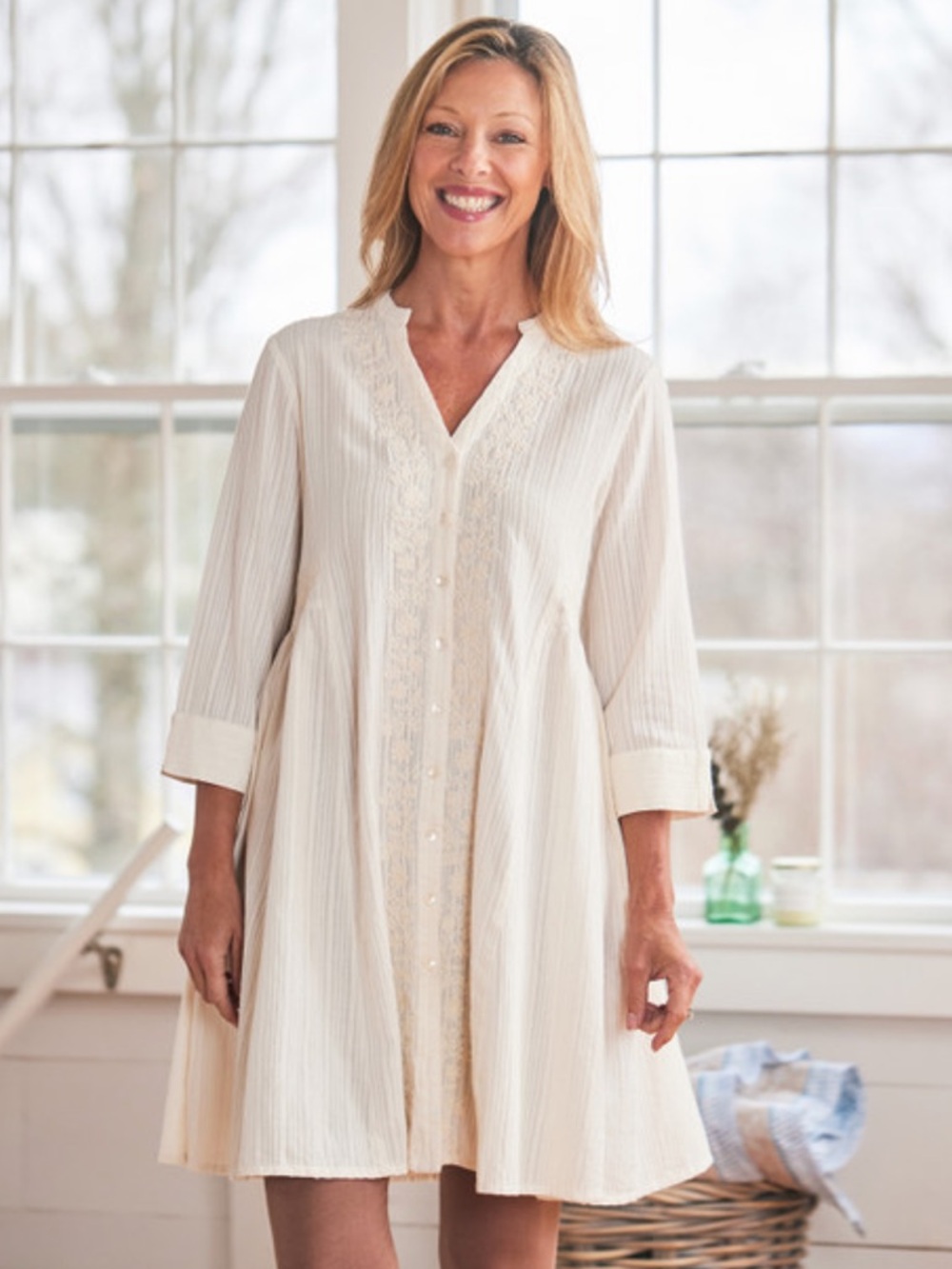 April Cornell Magnificent Tunic Dress in Ivory Cream Size Medium
